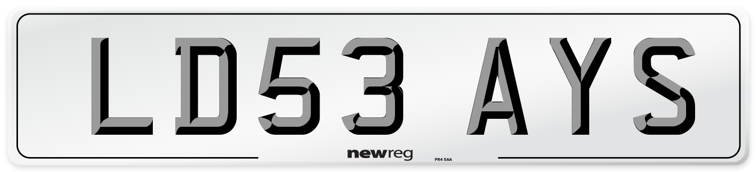 LD53 AYS Number Plate from New Reg